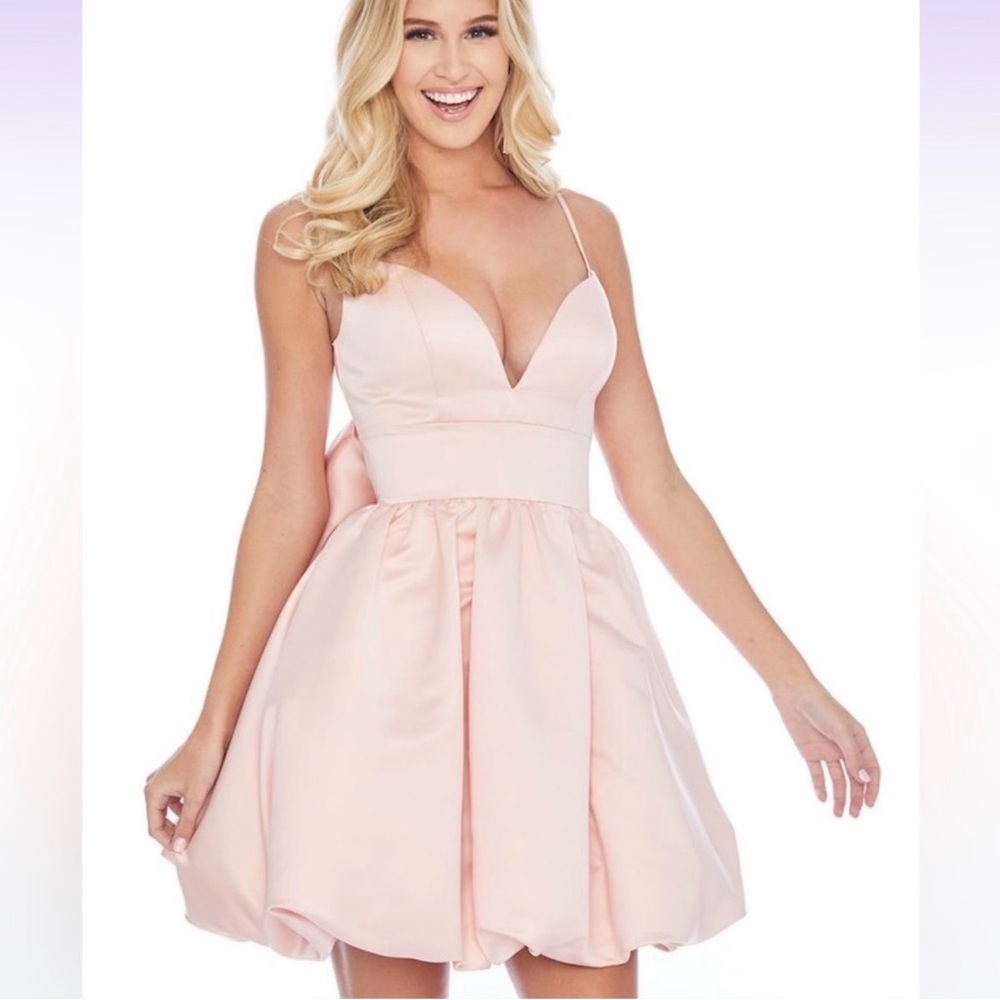 Blush Pink Mini Dress with Bow Detail